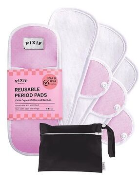 Pixi Reusable Period Pads - Pink and White Set